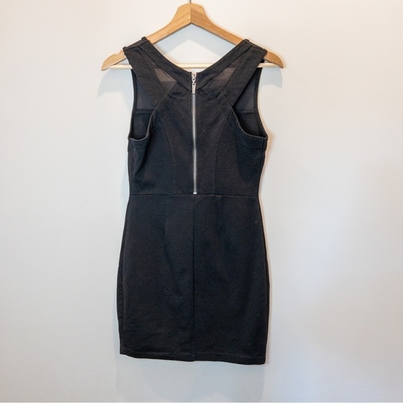 Guess Womens Black Bodycon Mini Dress with Mesh Chest Panel Size Medium LBD - Picture 5 of 10